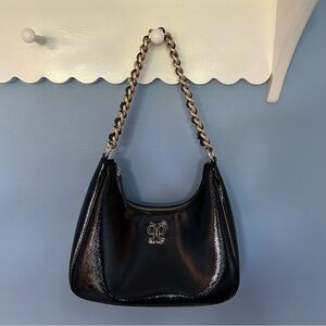 Nine West black purse- hand bag with gold chain handle